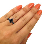 Yaffie Custom Art Deco Pear Black Diamond Ring - featuring 2.2 carats of Black Gold Brilliance!