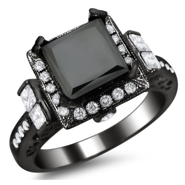 Yaffie ™ Bespoke Black Gold Diamond Engagement Ring, 2 3/4ct TDW