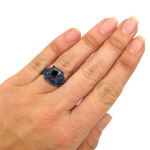Yaffie ™ Custom Black Diamond and Blue Sapphire Bridal Ring Set with 2ct TDW of Black Gold