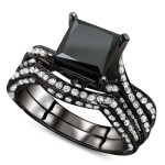 Yaffie Custom Black Diamond Bridal Ring Set: The Black Gold 3 1/2ct Way to Say "I Do"