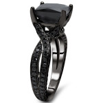 Yaffie ™ Custom Princess Cut Black Diamond Ring - 3 5/8ct TDW Black Gold Brilliance