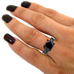 Yaffie ™ Custom Princess Cut Black Diamond Ring - 3 5/8ct TDW Black Gold Brilliance