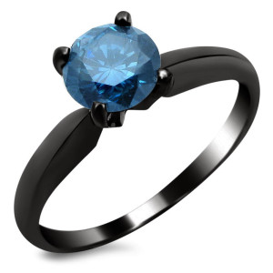 Yaffie Custom Blue Diamond Solitaire Ring: Embracing Black Gold with 3/4ct TDW