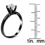 Yaffie Custom 3/4ct TDW Round Diamond Engagement Ring - Striking Black Gold Solitaire