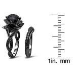 Yaffie™ Custom Black Lotus Flower Engagement Ring with 3ct TDW Round Black Diamond