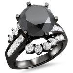 Yaffie ™ Custom-Made Black Gold Diamond Engagement Ring: 4 1/2ct TDW