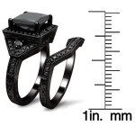 Yaffie ™ Custom-Made 4 1/4ct Princess-cut Black Diamond Bridal Set- The Black Gold Proposal Ring.