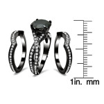Yaffie ™ Exclusive Black Diamond Three Band Bridal Set with 4 2/5ct TDW - The Ultimate Black Gold