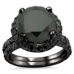 Yaffie ™ Custom Black Gold Engagement Ring Set with 4ct TDW Black Diamonds