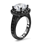 Custom-Made Yaffie ™ Black Gold 4K Round Moissanite Black Diamond Engagement Ring, adorned with TGW.