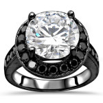 Custom-Made Yaffie ™ Black Gold 4K Round Moissanite Black Diamond Engagement Ring, adorned with TGW.