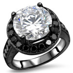 Custom-Made Yaffie ™ Black Gold 4K Round Moissanite Black Diamond Engagement Ring, adorned with TGW.