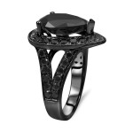 Yaffie ™ Crafts Custom 5 1/2ct TDW Black Diamond Engagement Ring Made of Black Gold