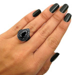 Yaffie ™ Crafts Custom 5 1/2ct TDW Black Diamond Engagement Ring Made of Black Gold