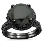 Yaffie ™ Custom Black Diamond Bridal Set: Black Gold 5 1/4ct TDW