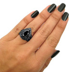 Yaffie Custom 6ct TDW Black Pear-Cut Diamond Bridal Set in Black Gold