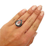 Yaffie ™ Exquisite Black Gold Morganite & 1 1/2ct TDW Black Diamond Engagement Ring
