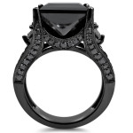 Yaffie ™ Handcrafted Black Princess-cut Diamond Ring: 6ct. TDW & Rhodium-plated Gold.