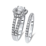 Golden Yaffie Round Diamond Bridal Set with 1.4ct Total Weight
