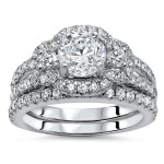 Golden Yaffie Round Diamond Bridal Set with 1.4ct Total Weight