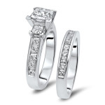 The Royal Pairing: Yaffie Gold Princess-Cut Bridal Set with 2 1/2ct TDW Diamond