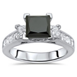 Yaffie ™ Unique Black Princess-cut Diamond Bridal Set with 2 3/4ct TDW of Gold Sparkle!