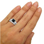 Yaffie ™ Unique Black Princess-cut Diamond Bridal Set with 2 3/4ct TDW of Gold Sparkle!