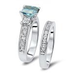 Introducing Yaffie Gold Royal Blue Diamond Bridal Set with 2.75 ct TDW Princess-cut Sparkle