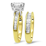 Gold Marquise Baguette Diamond Ring Bridal Set, 2ct Total Diamond Weight