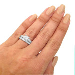 2ct TDW Yaffie Gold Engagement Ring Set featuring Princess-Cut Diamond in a 3-Stone Design