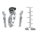 Yaffie ™ Custom Black Diamond Bridal Set with 4.4ct Total Weight in Gold Triple Band.