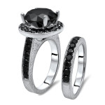 Yaffie ™ Custom-Made Black Round Diamond Engagement Ring Set with 6ct TDW of Gold