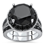 Yaffie ™ Custom-Made Black Round Diamond Engagement Ring Set with 6ct TDW of Gold