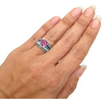 Yaffie Exclusive - A Gold GIA Certified Engagement Ring with Pink Sapphire and Black Diamond, Totaling 3 5/8 ct.