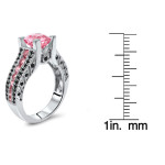 Yaffie Custom Cushion Pink Sapphire & Black Diamond Ring - GIA Certified, 2 1/6ct TGW & 1/3ct TDW