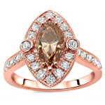 Rose Gold Marquise Diamond Ring with 1.46ct of Lustrous Brown Diamonds