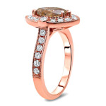 Rose Gold Marquise Diamond Ring with 1.46ct of Lustrous Brown Diamonds