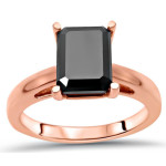 Yaffie™ Customised Rose Gold Engagement Ring with Stunning 2 1/2ct TDW Emerald-cut Black Diamond