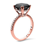 Yaffie ™ Bespoke Rose Gold Engagement Ring with 2.875 Carats of Emerald-cut Black Diamonds