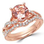 Rose Gold Bridal Set with Diamond and Morganite - Yaffie 2/5ct TDW