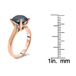 Yaffie™ Custom Rose Gold Black Diamond Solitaire Engagement Ring with 3.5ct TDW Round Diamond.