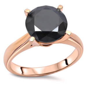 Yaffie™ Custom Rose Gold Black Diamond Solitaire Engagement Ring with 3.5ct TDW Round Diamond.
