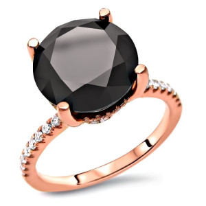 Yaffie™ Crafts Stunning Black Diamond Engagement Ring with Rose Gold and 3.25ct Total Diamond Weight.