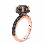 Yaffie handcrafted Rose Gold Engagement Ring stuns with 3ct of Black Round Diamonds.