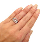 Rose Gold Morganite & Diamond 3-stone Engagement Ring - 3ct Morganite & 1 1/2ct Diamonds