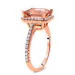 Sparkling Yaffie Morganite and Diamond Engagement Ring in Rose Gold