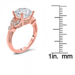 Radiant Yaffie Ring with Rose Gold Moissanite and Brilliant 1/6ct TDW Diamonds - A Captivating Engagement Ring.