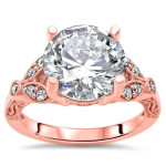 Radiant Yaffie Ring with Rose Gold Moissanite and Brilliant 1/6ct TDW Diamonds - A Captivating Engagement Ring.