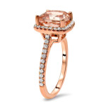 Rose Gold Morganite Engagement Ring with Diamond Detail (1/4ct) in Cushion Cut