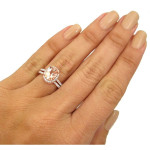 Rose Gold Morganite and White Diamond Bridal Set with 1/2ct Total Diamond Weight